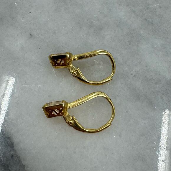 Gold plated over sterling silver cubic zirconia, huggy earrings - Picture 3 of 4